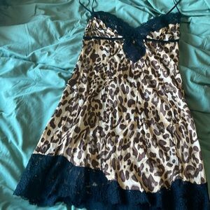 Silk Marciano cheetah print lace dress
